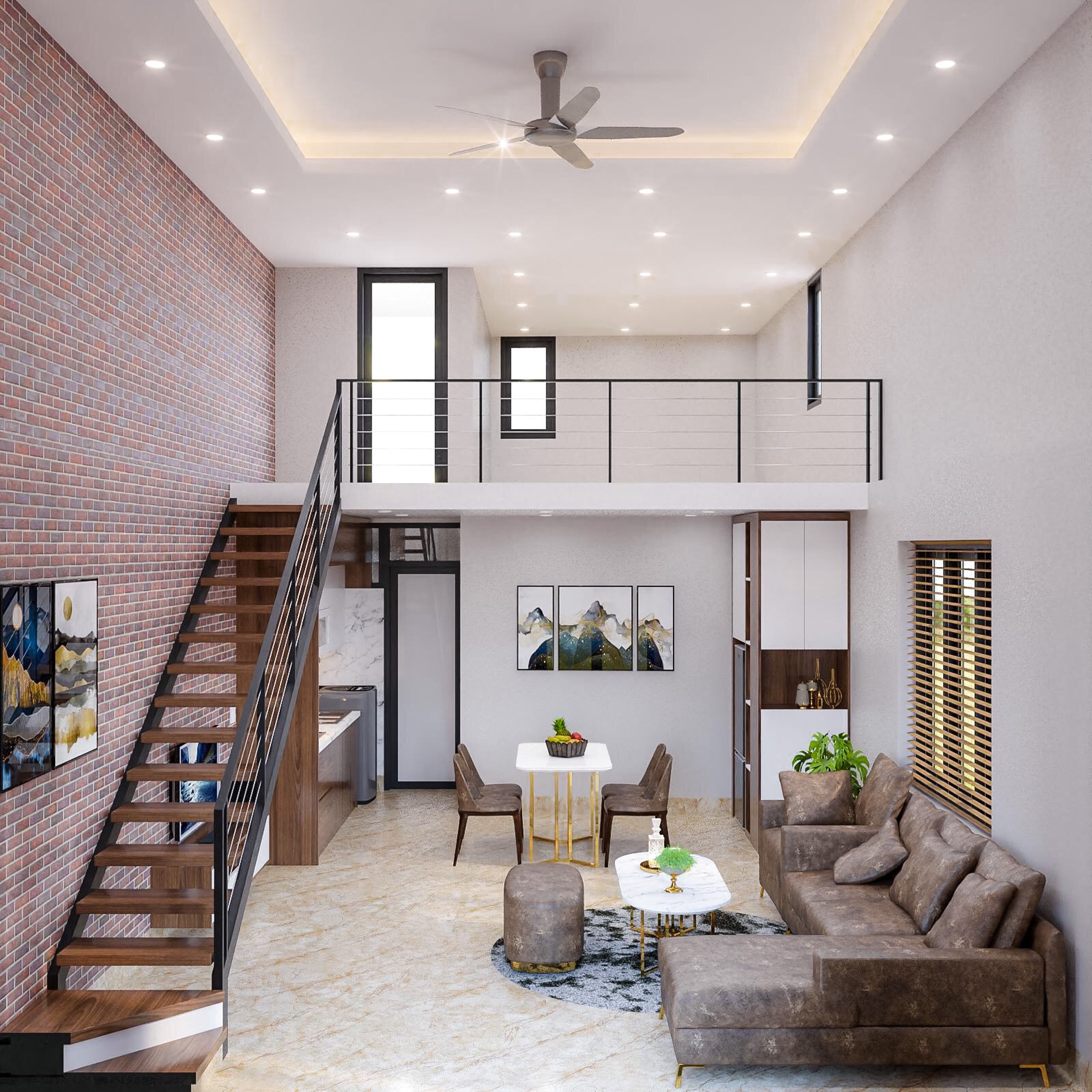 Mẫu nhà ống gác lửng mái thái 1 tầng nhỏ xinh - Anh Thàng - Quảng Ninh